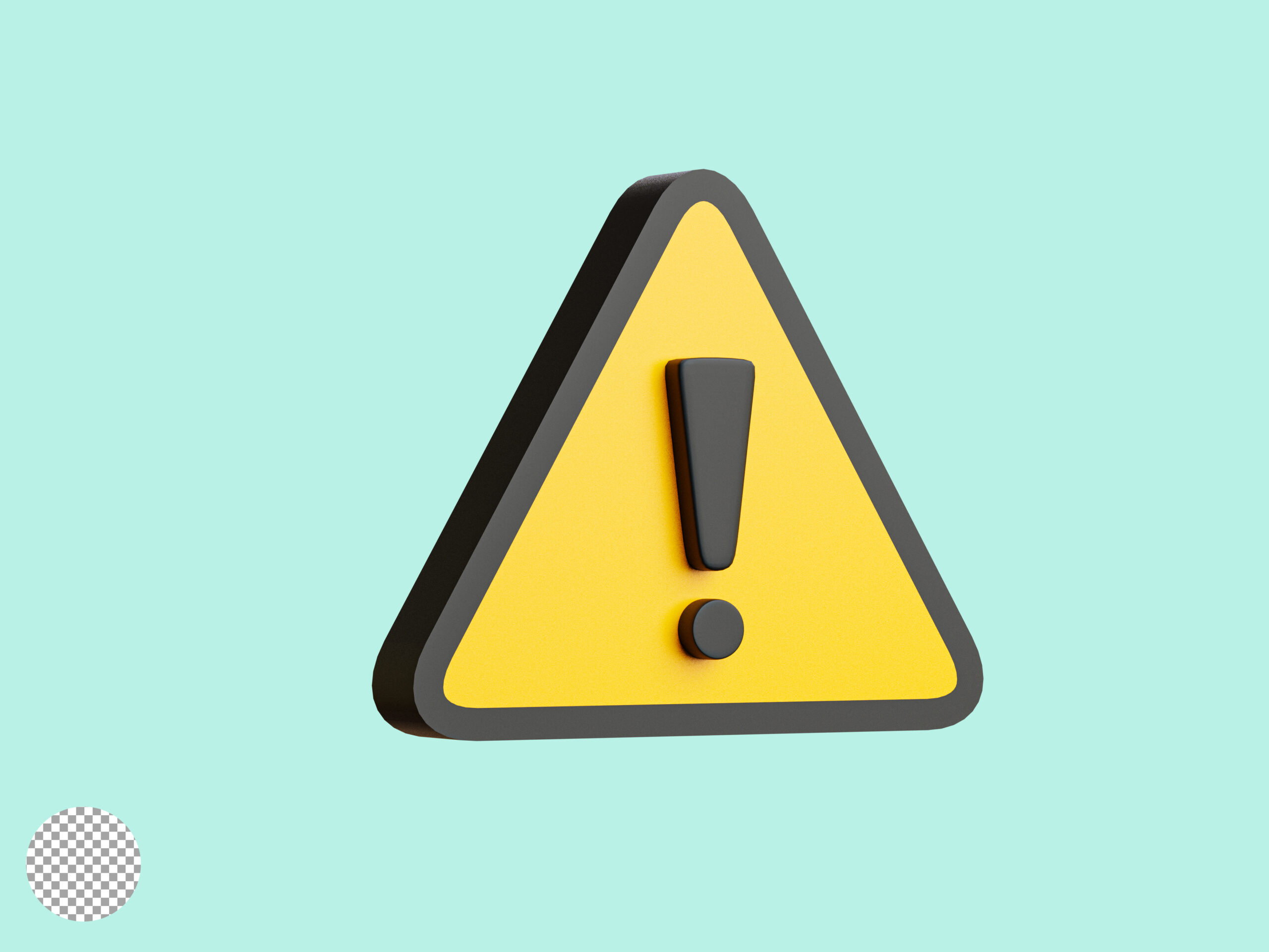 Isolate of realistic yellow triangle caution warning sing for attention exclamation mark traffic sign by 3d render illustration. 